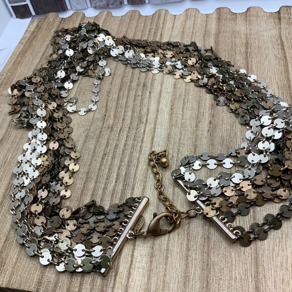 Chico's Distressed Mixed Metals Layered Multi Strands Necklace - Picture 4 of 5